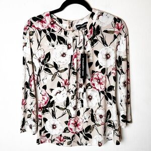 NWT SZ XS Karl Lagerfeld Bloom Floral Long Sleeve Shirt Stretch